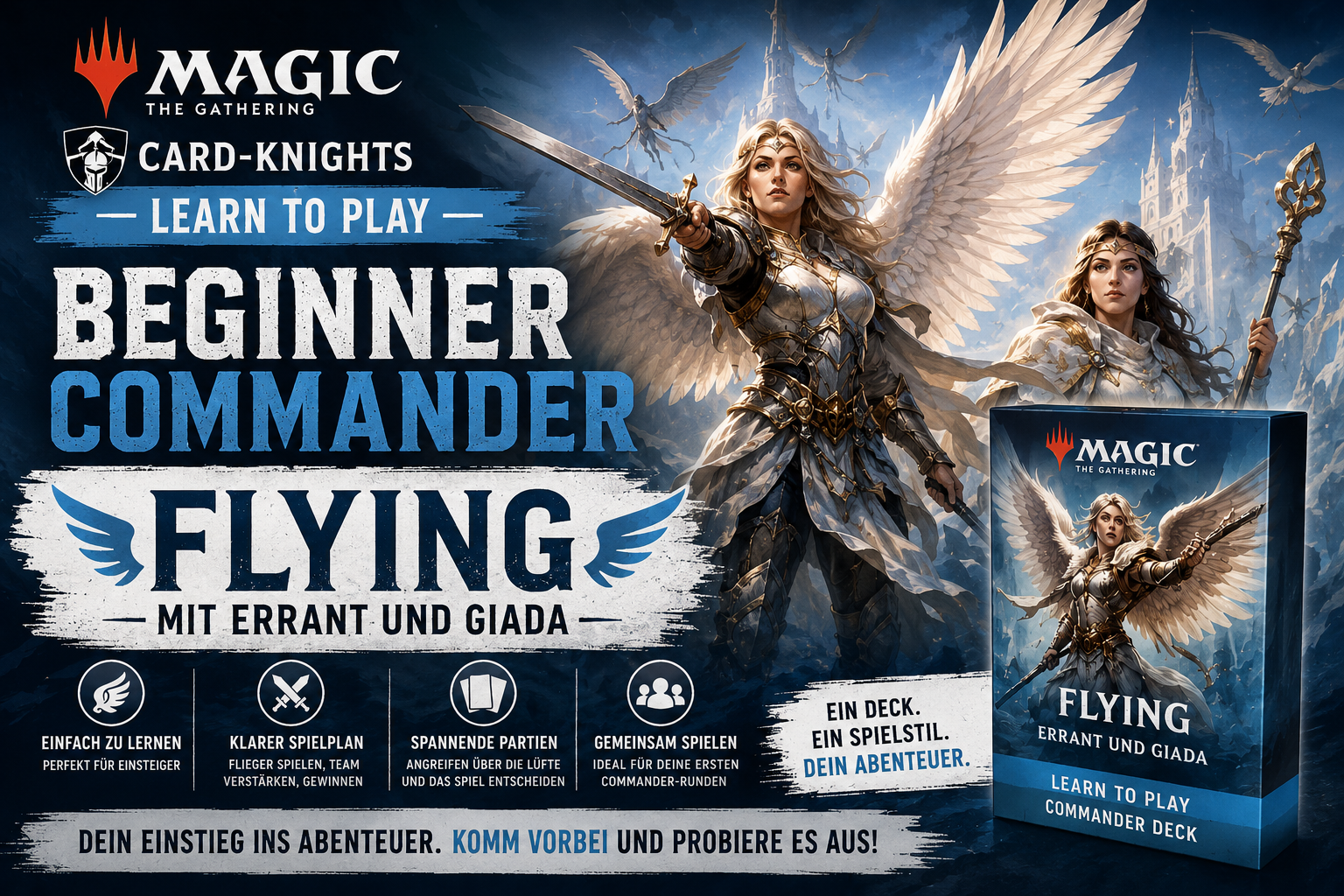 🪽 Magic: The Gathering – Card-Knights Learn to Play Beginner Commander – Flying