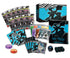 Pokémon Top-Trainer-Box Schwarz – Schwarze Blitze (KP10.5) mit schwarzem Design, Voltolos-Promokarte, Boosterpacks, Kartenhüllen, Energiekarten und Spielzubehör. Explosionszeichnung
