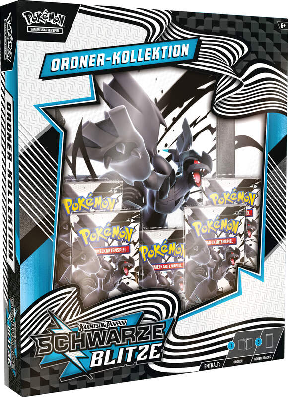 Pokémon Ordner-Kollektion Schwarz – Schwarze Blitze KP10.5 mit Sammelordner im dunklen Design, 5 Boosterpacks und Sammelliste, ideal zur Organisation von Pokémon-Karten.