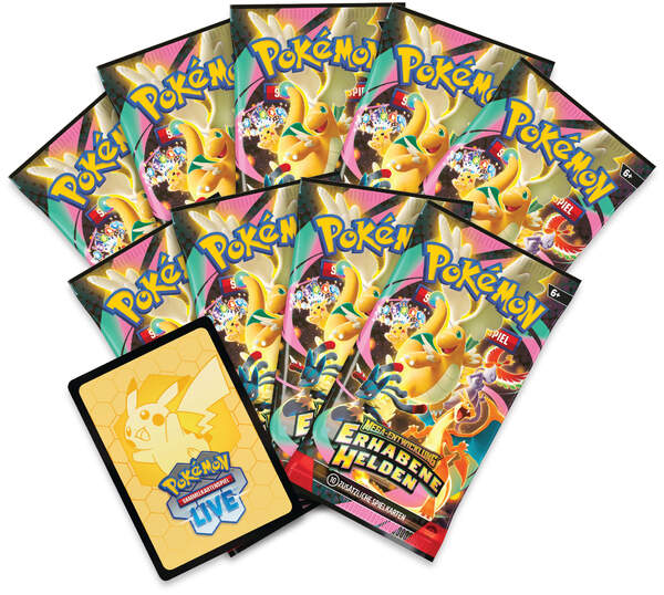 Pokémon ME02.5 Top-Trainer-Box Erhabene Helden mit Zekrom-Promo und neun Boostern.