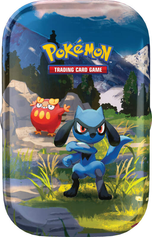 Pokémon ME02.5 Mini-Tin Erhabene Helden mit zwei Boostern, Stickerbogen und Bildkarte – Einzel-Tin.