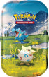 Pokémon ME02.5 Mini-Tin Erhabene Helden mit zwei Boostern, Stickerbogen und Bildkarte – Einzel-Tin.