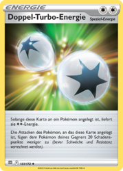 Doppel-Turbo-Energie Pokémon Trainerkarte 151/172 aus dem Set Strahlende Sterne in Near Mint Zustand – Spezialenergie für schnelle Angriffe im TCG.