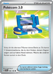 Pokécom 3.0 Pokémon Trainerkarte 186/198 aus dem Set Karmesin & Purpur in Near Mint Zustand – Itemkarte zur gezielten Auswahl von Trainerkarten.