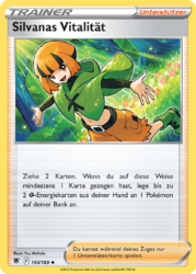 Silvanas Vitalität Pokémon Trainerkarte 143/189 aus dem Set Astralglanz in Near Mint Zustand – Unterstützerkarte für Heilung und Pokémon-Rückgewinnung im TCG.