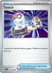 Tausch Pokémon Trainerkarte 194/198 aus dem Set Karmesin & Purpur in Near Mint Zustand – Itemkarte zum Wechsel des aktiven Pokémon im TCG.