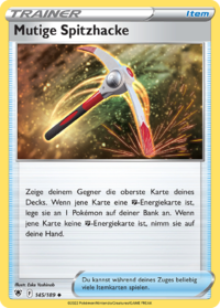 Mutige Spitzhacke Pokémon Trainerkarte 145/189 aus dem Set Astralglanz in Near Mint Zustand – Itemkarte zur Energiebeschleunigung für Kampf-Decks im Pokémon TCG.