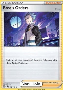 Befehl vom Boss (nonHolo) Pokémon Trainerkarte 132/172 aus dem Set Strahlende Sterne in Near Mint Zustand – Unterstützerkarte zur Kontrolle gegnerischer Pokémon im TCG.