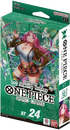 One Piece Starter Deck ST-24 Jewelry Bonney mit 51 Karten, DON!!-Karten, OP-11 Booster und Spielfeldunterlage – im grünen Supernova-Stil gestaltet.