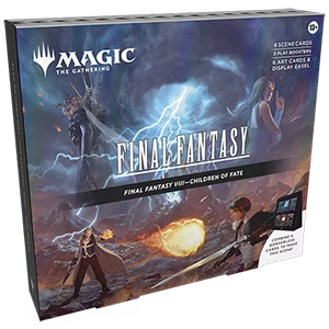 Magic: The Gathering – FINAL FANTASY Scene Box „Children of Fate“ mit Squall & Seifer. Enthält 6 Foil Scene Cards, 6 Art-Cards, 3 Booster & Display.