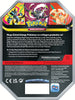 Pokémon Tin 132 Mega-Zeraora-ex mit exklusiver holografischer Promokarte, zeigt die Metallbox der Mega-Entwicklungs-Serie mit vier enthaltenen Boosterpacks des Pokémon-Sammelkartenspiels