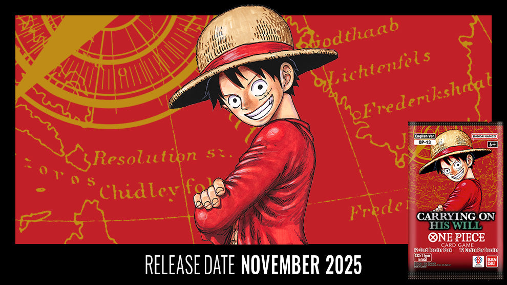 One Piece Card Game Booster Display „Carrying On His Will“ [OP-13] mit Luffy, Ace & Sabo. Jubiläums-Display mit 24 Boostern & neuen Parallels.