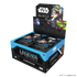 Verpackung des Star Wars Unlimited Booster-Displays Legends of the Force. Box mit 24 Boosterpacks, galaktischem Artwork, Lichtschwert-Motiven und Logos. Enthaltene Karten stammen aus verschiedenen Star Wars Epochen.
