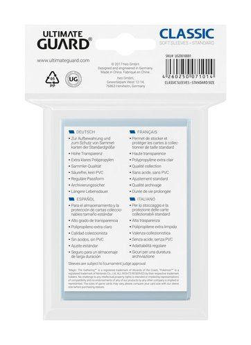Ultimate Guard Classic Soft Sleeves Standardgröße Transparent (100)